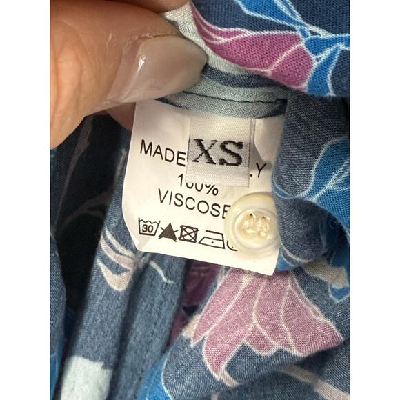 Teat & Cosset Nursing Friendly Dress Women XS Blue Floral Ruffle Made in Italy - Picture 9 of 10